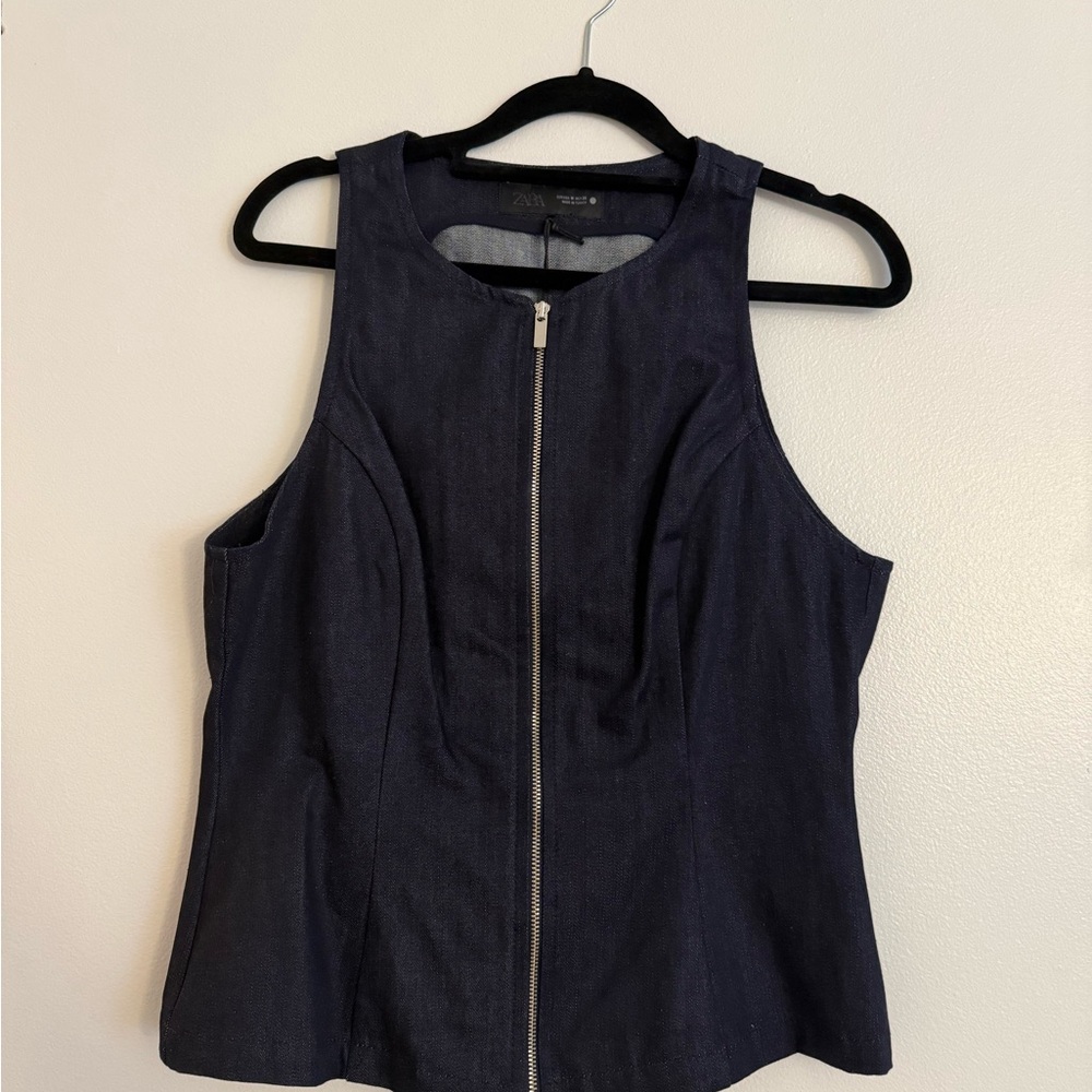 Zara Denim Zip Top NWT